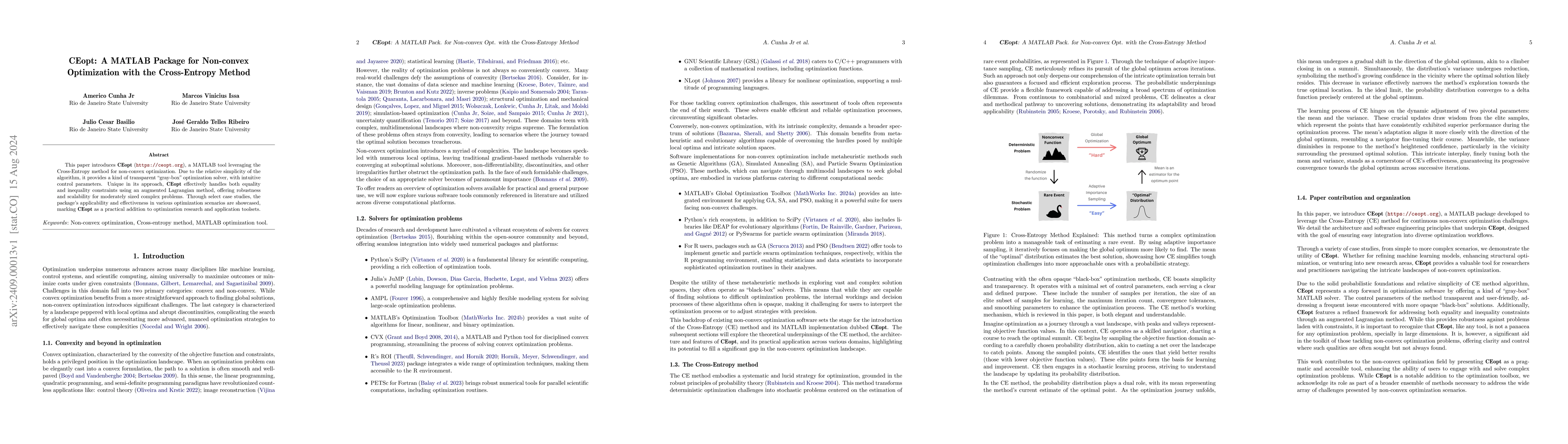 Thumbnail for CEopt: A MATLAB Package for Non-convex Optimization with the
  Cross-Entropy Method