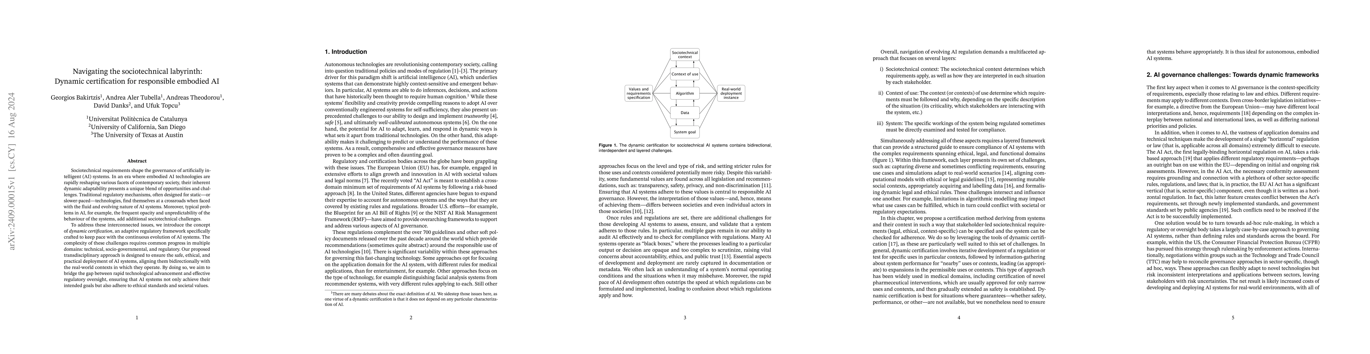 Thumbnail for Navigating the sociotechnical labyrinth: Dynamic certification for
  responsible embodied AI