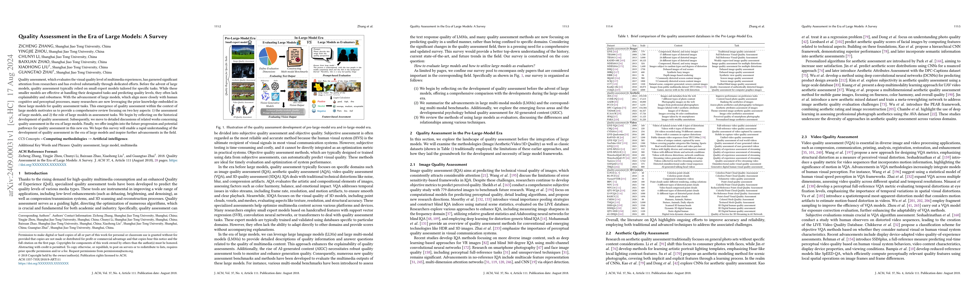 Thumbnail for Quality Assessment in the Era of Large Models: A Survey