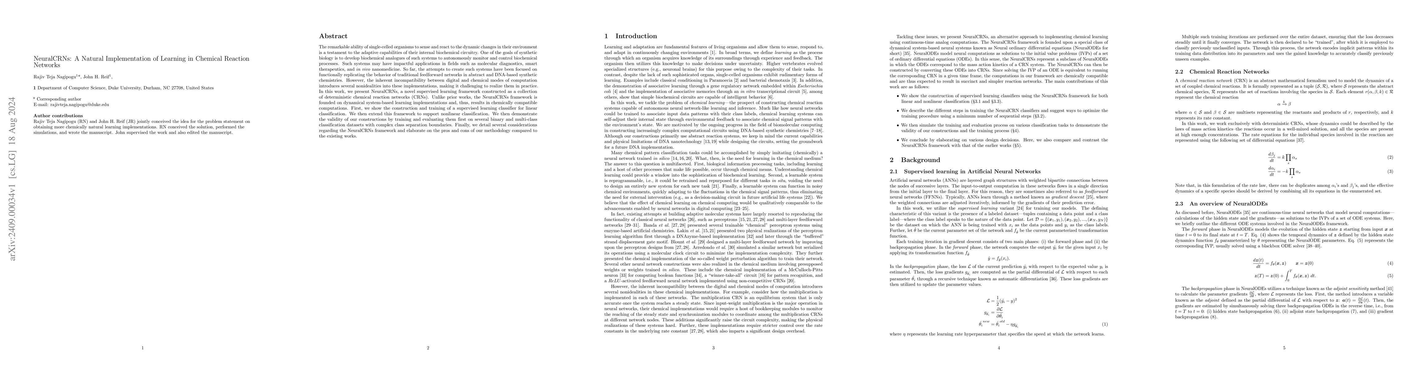 Thumbnail for NeuralCRNs: A Natural Implementation of Learning in Chemical Reaction
  Networks
