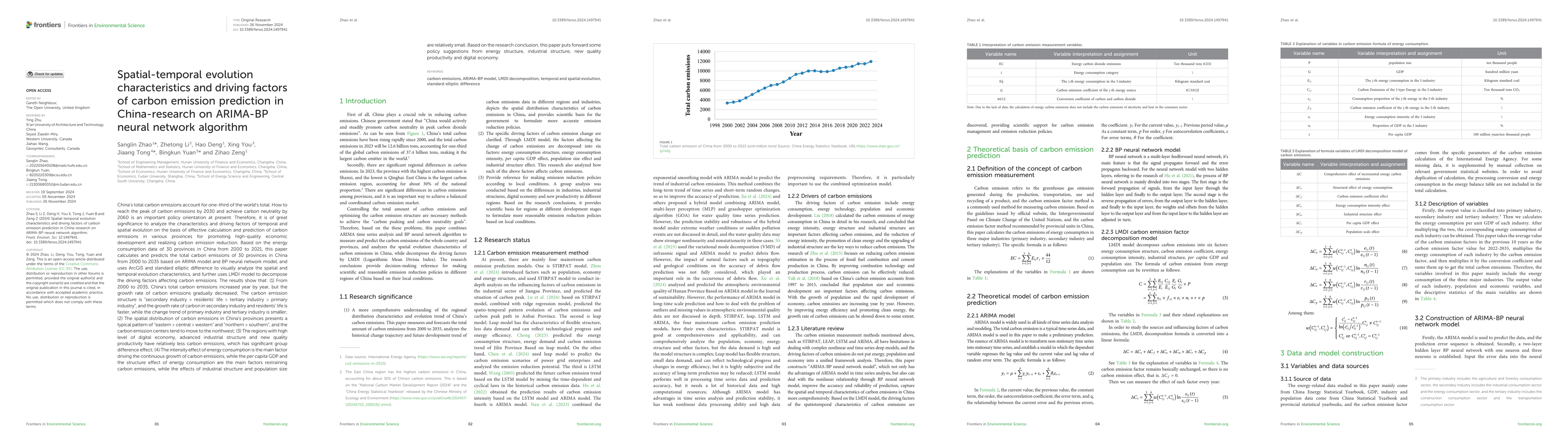 Thumbnail for Spatial-temporal evolution characteristics and driving factors of carbon
  emission prediction in China-research on ARIMA-BP neural network algorithm
