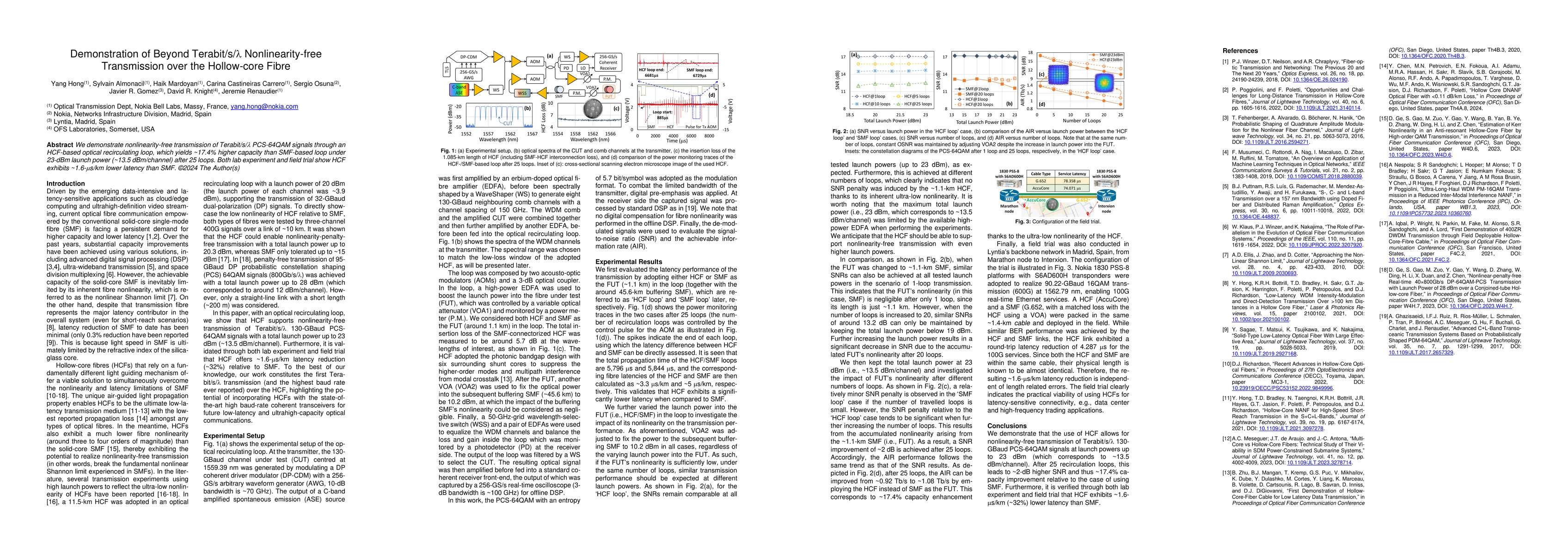 Thumbnail for Demonstration of Beyond Terabit/s/lambda Nonlinearity-free Transmission
  over the Hollow-core Fibre