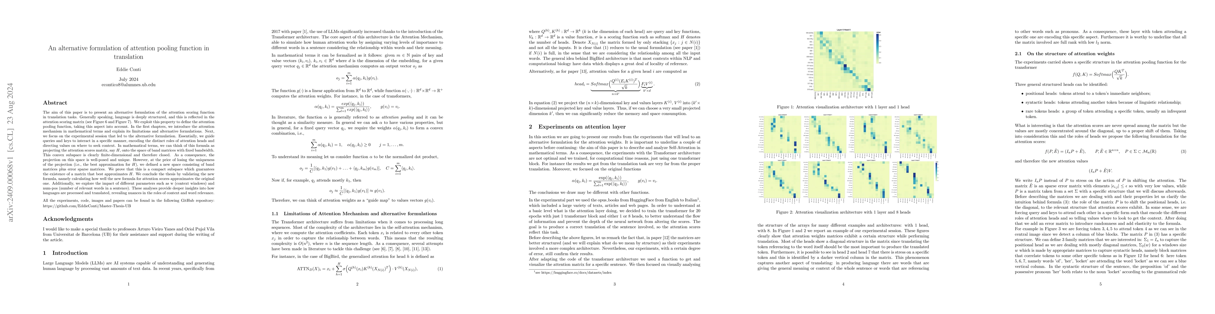 Thumbnail for An alternative formulation of attention pooling function in translation