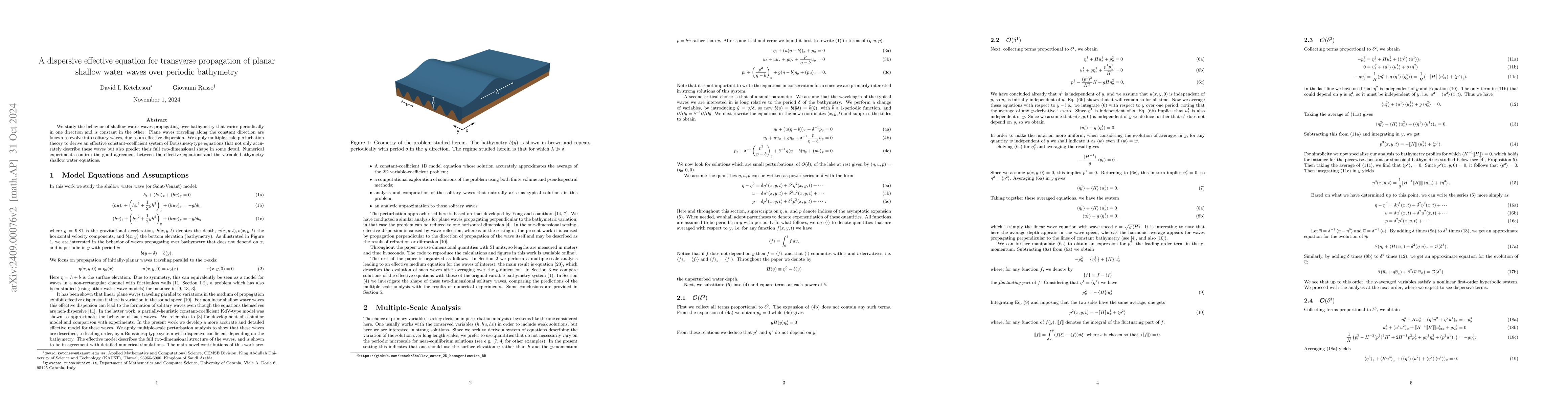 Thumbnail for A dispersive effective equation for transverse propagation of planar
  shallow water waves over periodic bathymetry