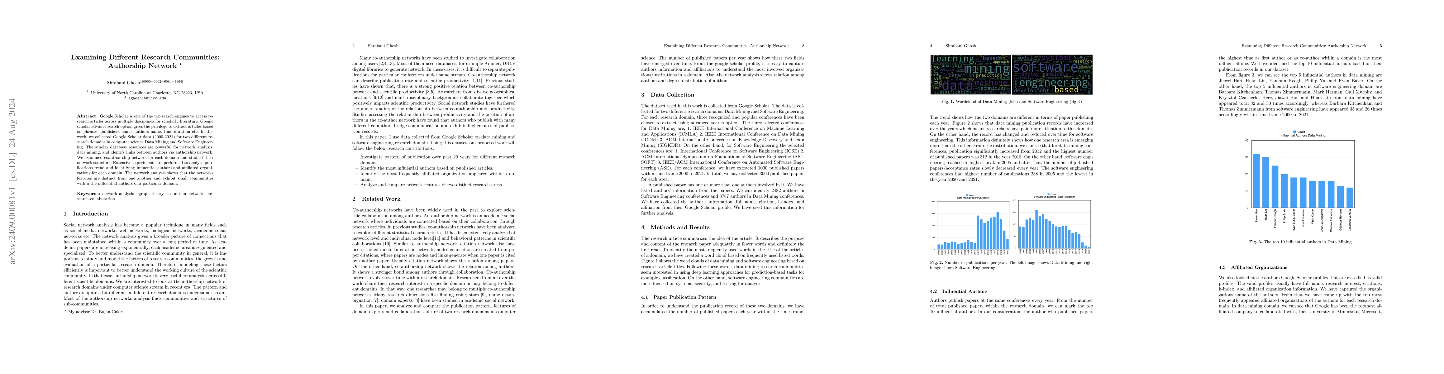 Thumbnail for Examining Different Research Communities: Authorship Network