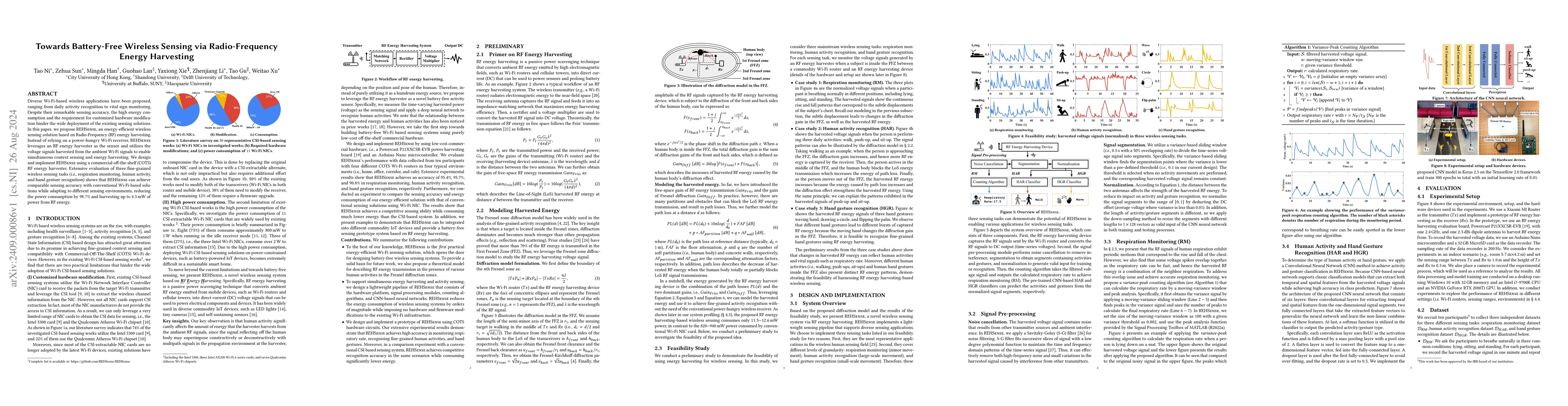 Thumbnail for Towards Battery-Free Wireless Sensing via Radio-Frequency Energy
  Harvesting