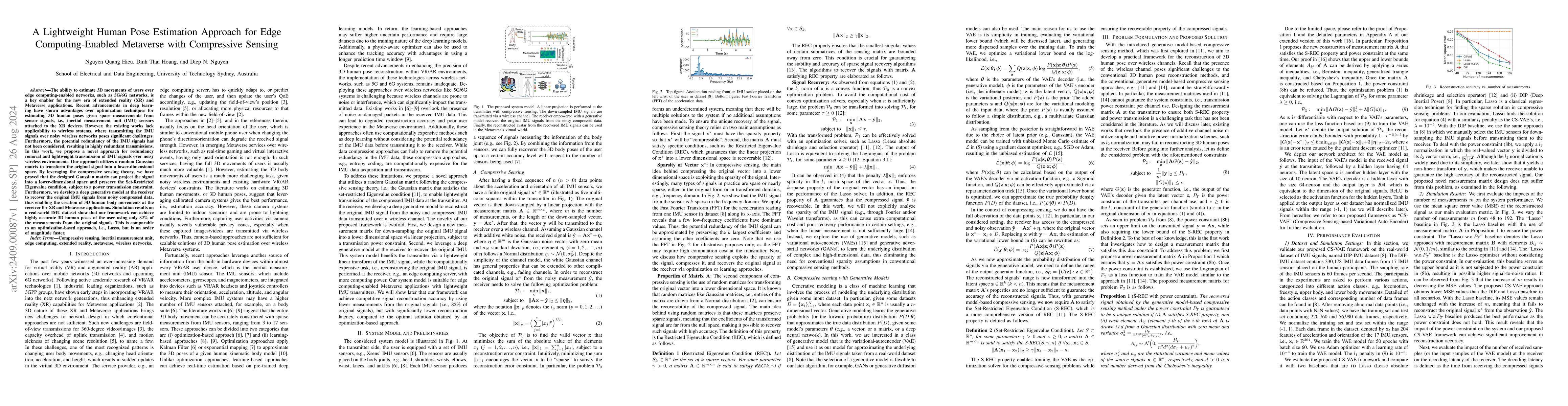 Thumbnail for A Lightweight Human Pose Estimation Approach for Edge Computing-Enabled
  Metaverse with Compressive Sensing
