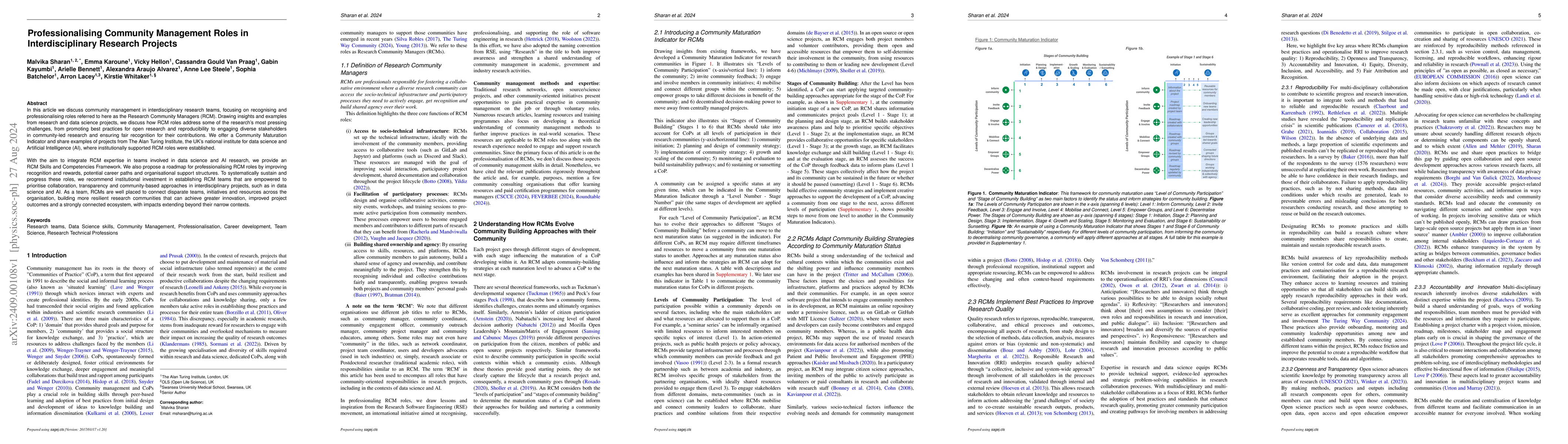 Thumbnail for Professionalising Community Management Roles in Interdisciplinary
  Research Projects