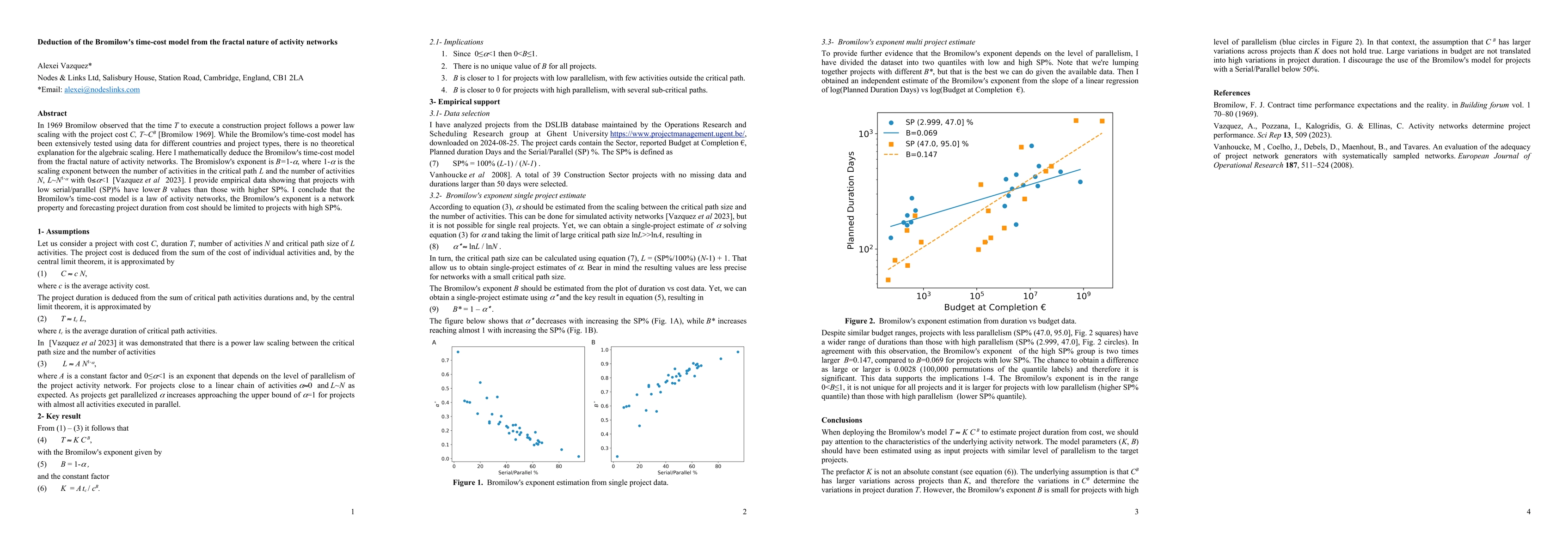 Thumbnail for Deduction of the Bromilow's time-cost model from the fractal nature of
  activity networks