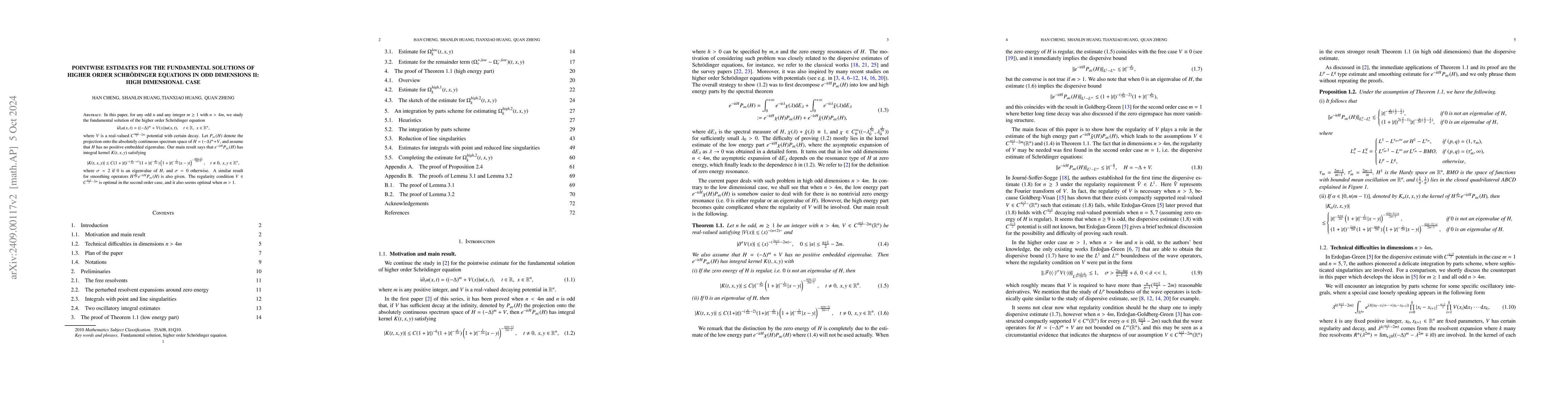 Thumbnail for Pointwise estimates for the fundamental solutions of higher order
  Schrödinger equations in odd dimensions II: high dimensional case