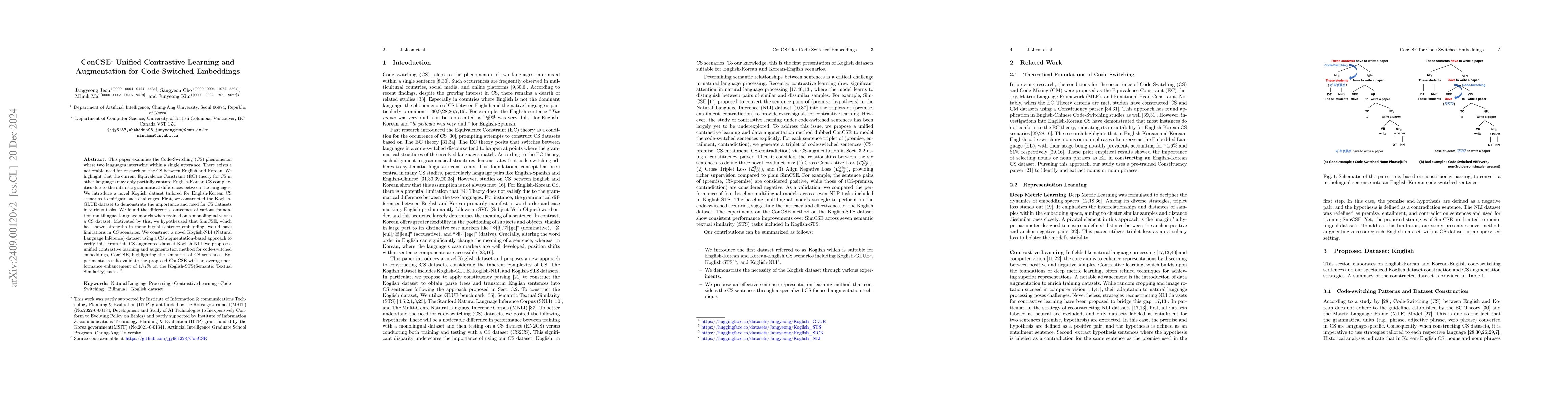 Thumbnail for ConCSE: Unified Contrastive Learning and Augmentation for Code-Switched
  Embeddings