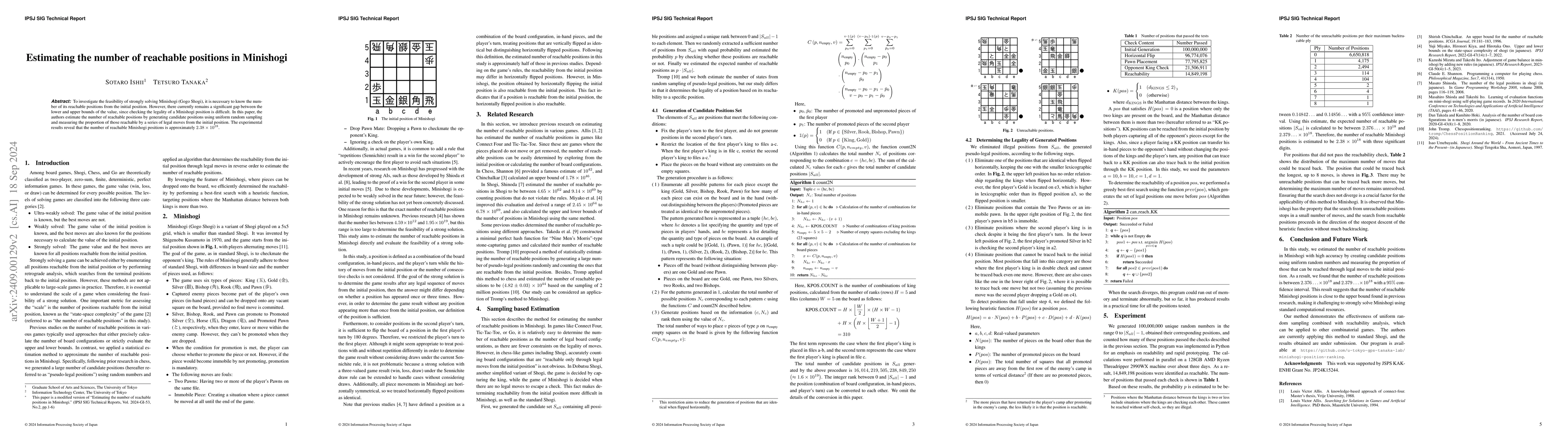 Thumbnail for Estimating the number of reachable positions in Minishogi