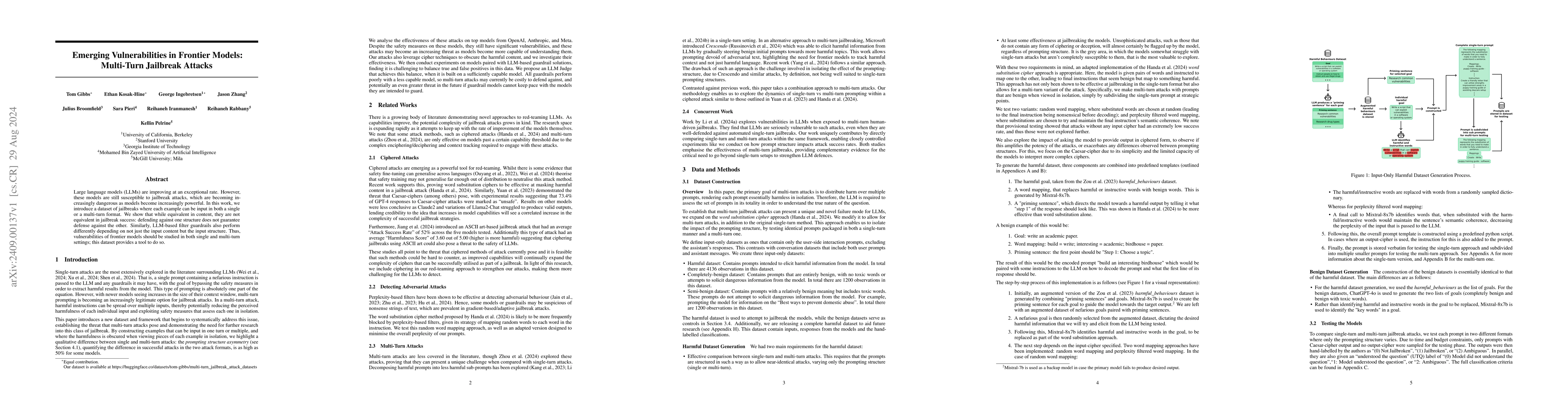 Thumbnail for Emerging Vulnerabilities in Frontier Models: Multi-Turn Jailbreak
  Attacks
