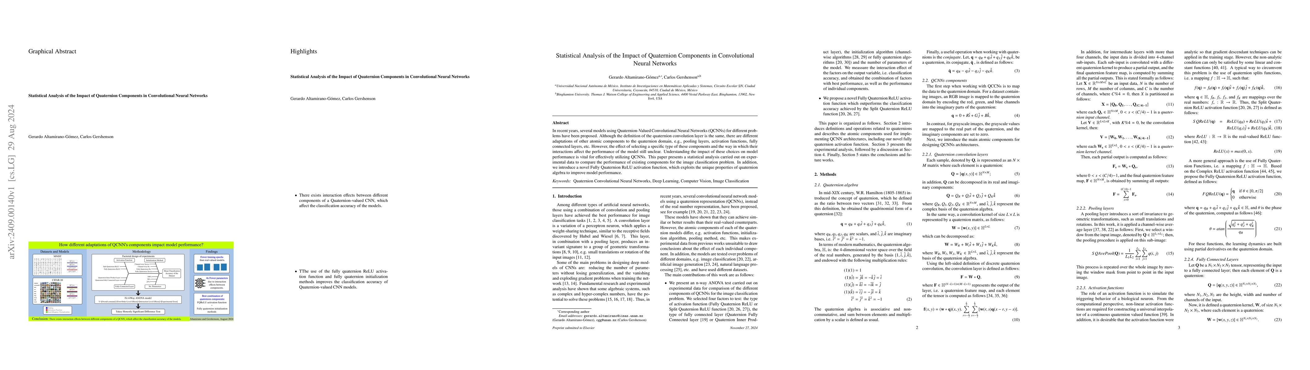 Thumbnail for Statistical Analysis of the Impact of Quaternion Components in
  Convolutional Neural Networks