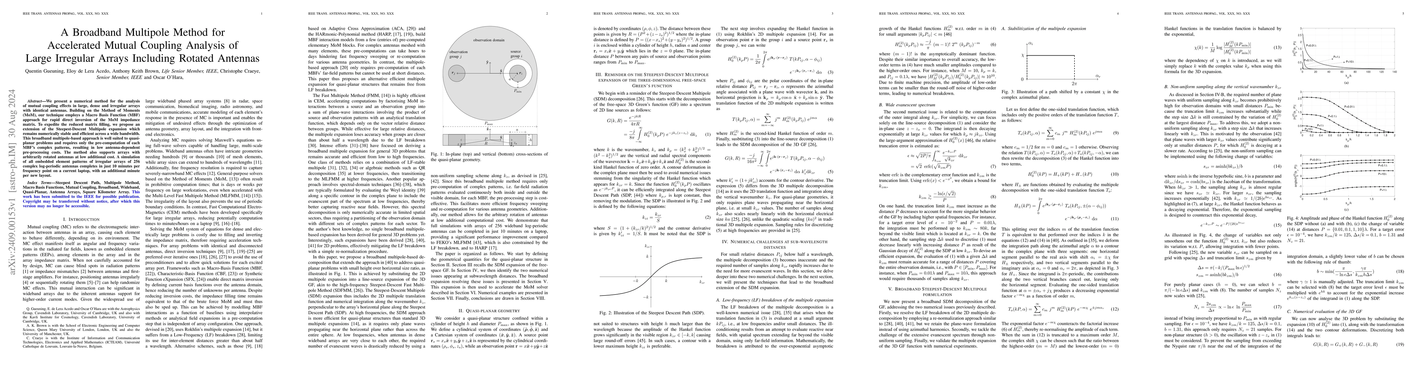 Thumbnail for A Broadband Multipole Method for Accelerated Mutual Coupling Analysis of
  Large Irregular Arrays Including Rotated Antennas