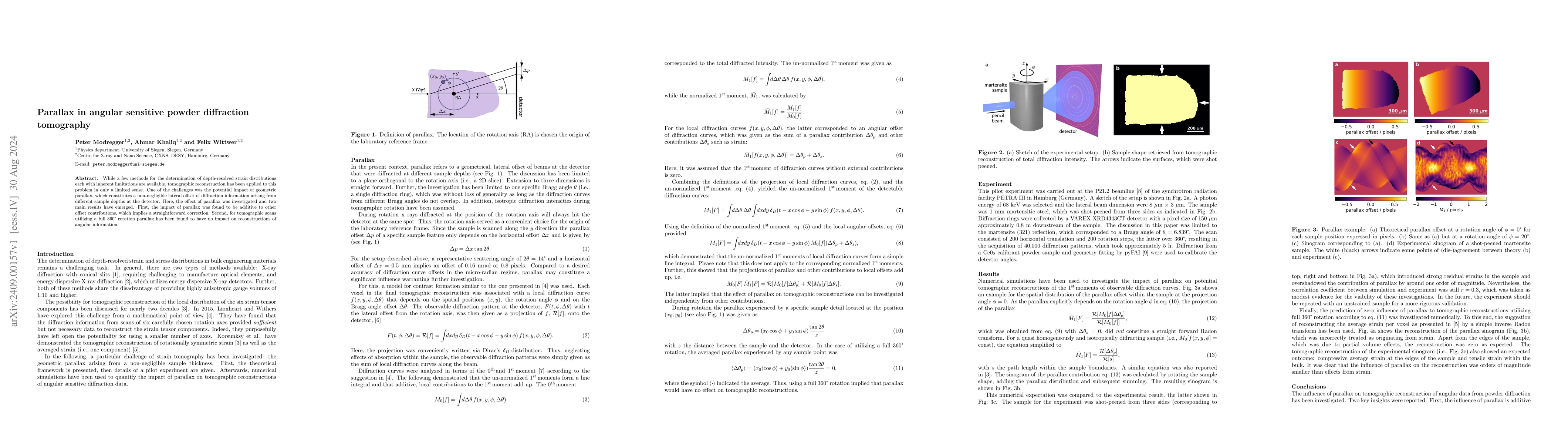 Thumbnail for Parallax in angular sensitive powder diffraction tomography
