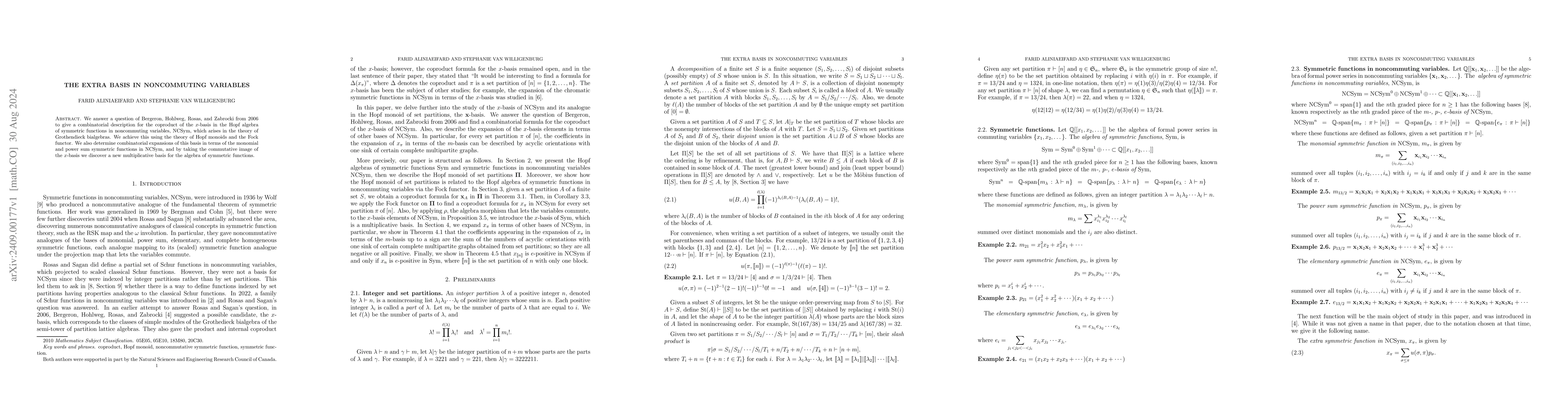 Thumbnail for The extra basis in noncommuting variables