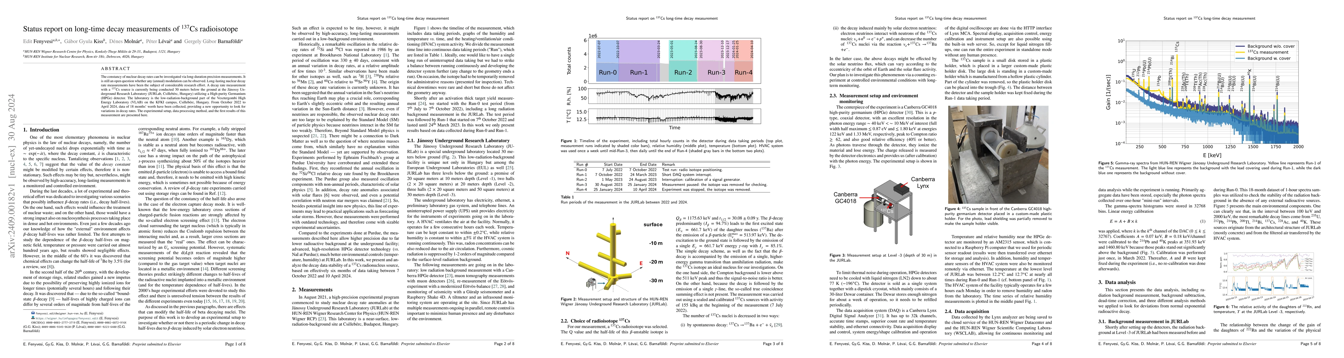 Thumbnail for Status report on long-time decay measurements of 137Cs radioisotope