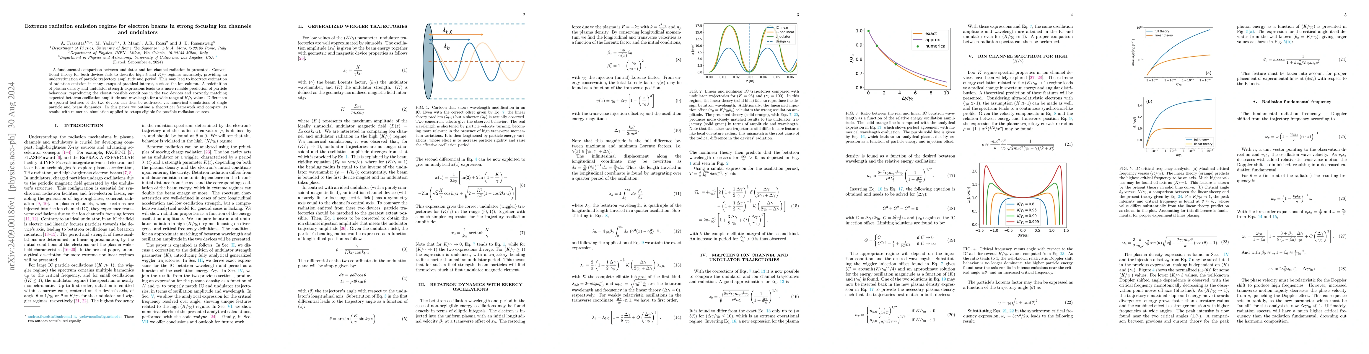 Thumbnail for Extreme radiation emission regime for electron beams in strong focusing
  ion channels and undulators