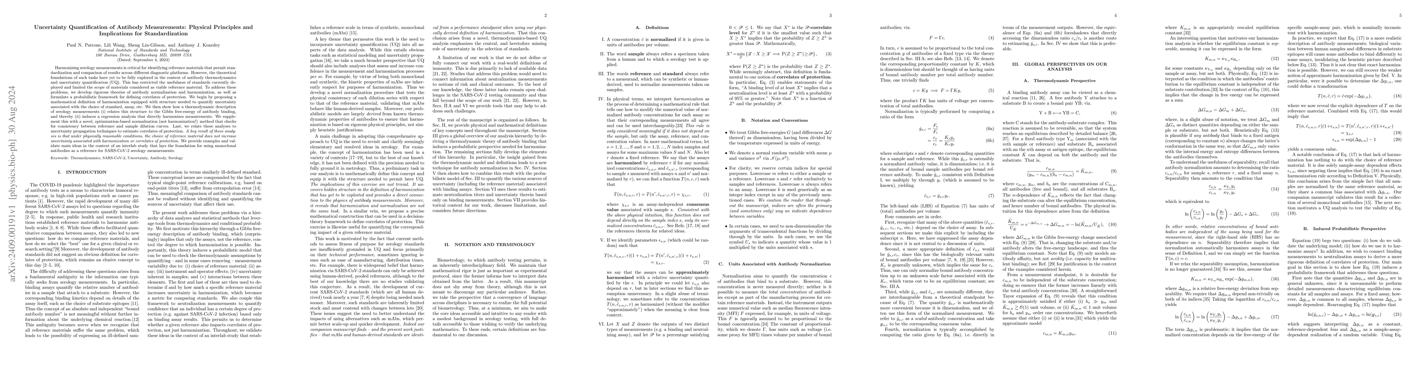 Thumbnail for Uncertainty Quantification of Antibody Measurements: Physical Principles
  and Implications for Standardization