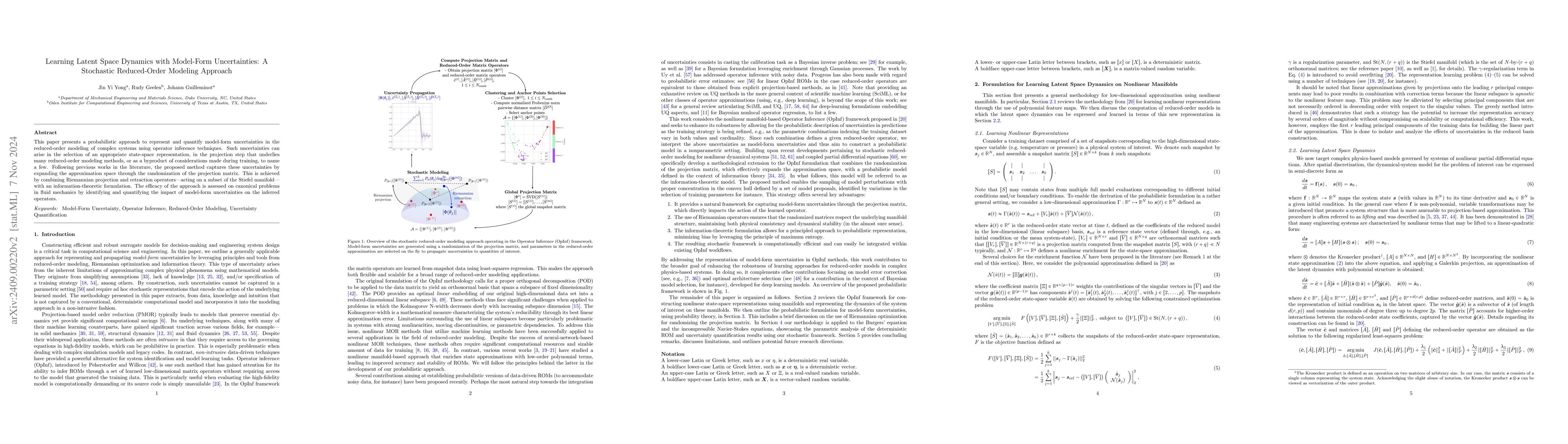 Thumbnail for Learning Latent Space Dynamics with Model-Form Uncertainties: A
  Stochastic Reduced-Order Modeling Approach