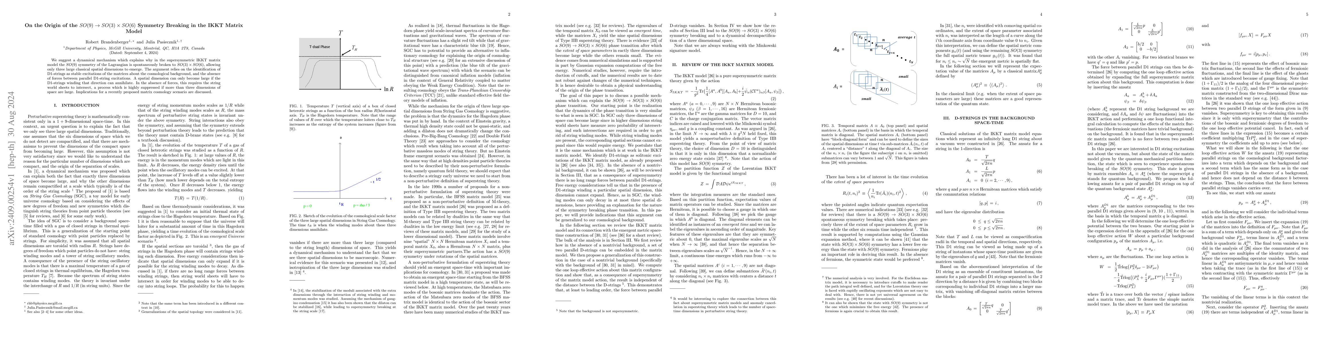 Thumbnail for On the Origin of the $SO(9) \rightarrow SO(3) \times SO(6)$ Symmetry
  Breaking in the IKKT Matrix Model