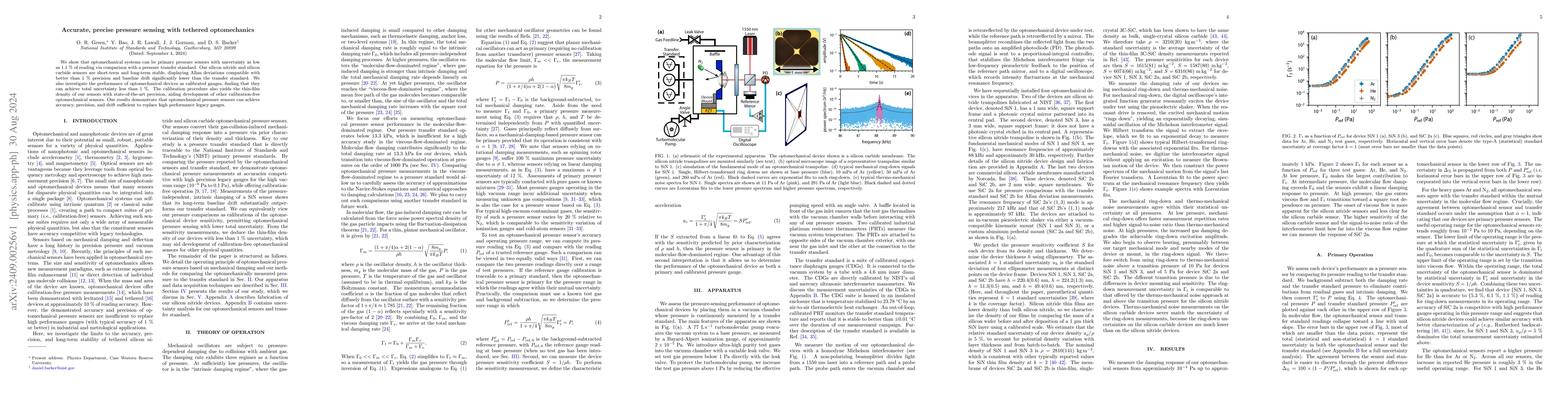 Thumbnail for Accurate, precise pressure sensing with tethered optomechanics