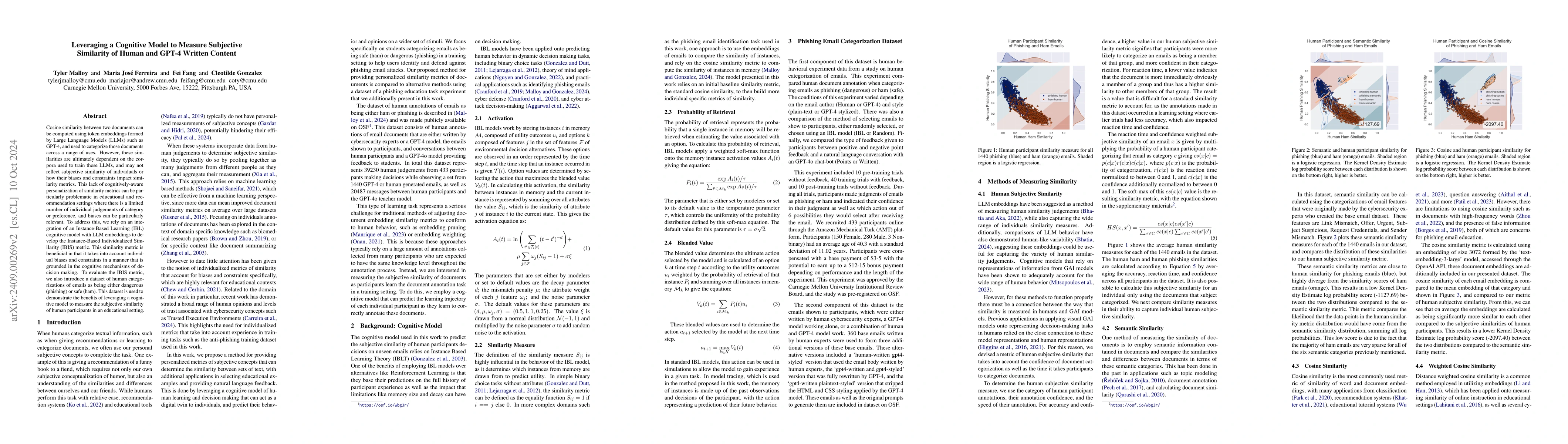 Thumbnail for Leveraging a Cognitive Model to Measure Subjective Similarity of Human
  and GPT-4 Written Content