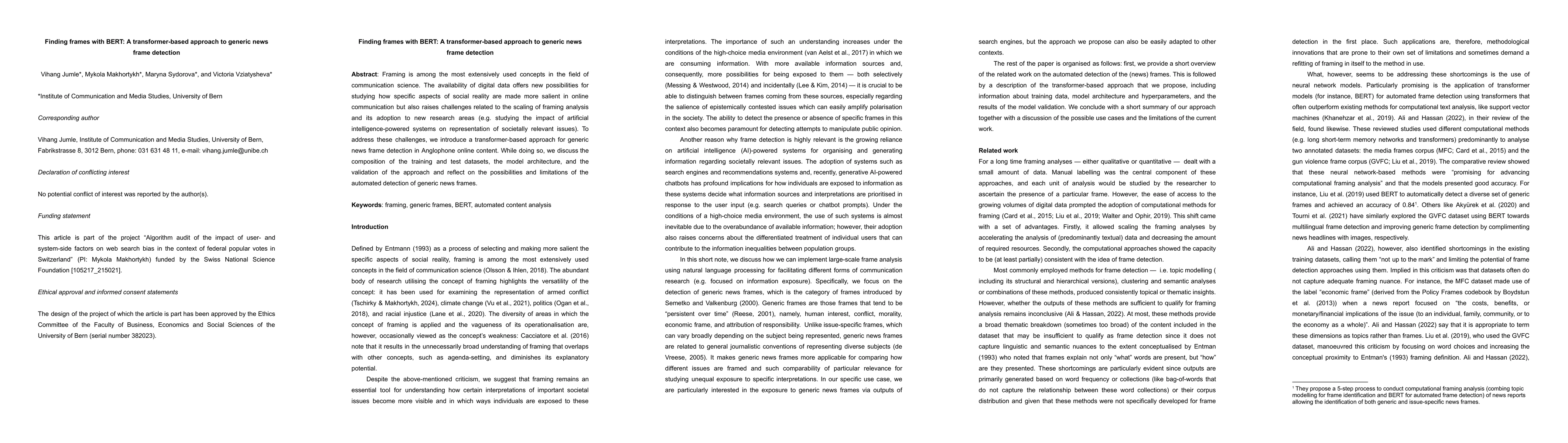 Thumbnail for Finding frames with BERT: A transformer-based approach to generic news
  frame detection