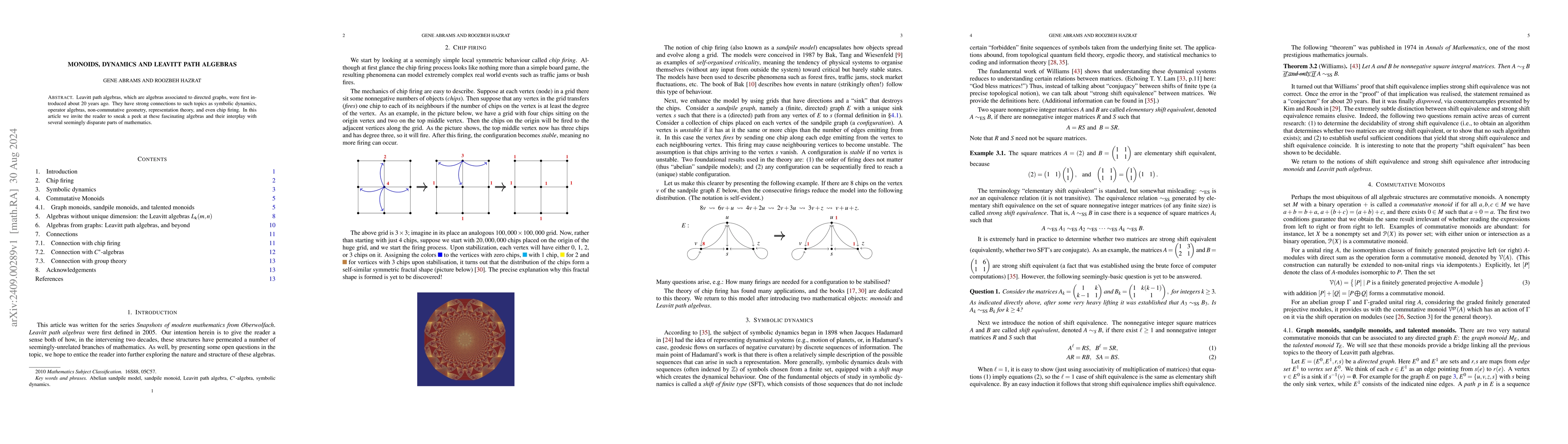 Thumbnail for Monoids, dynamics and Leavitt path algebras