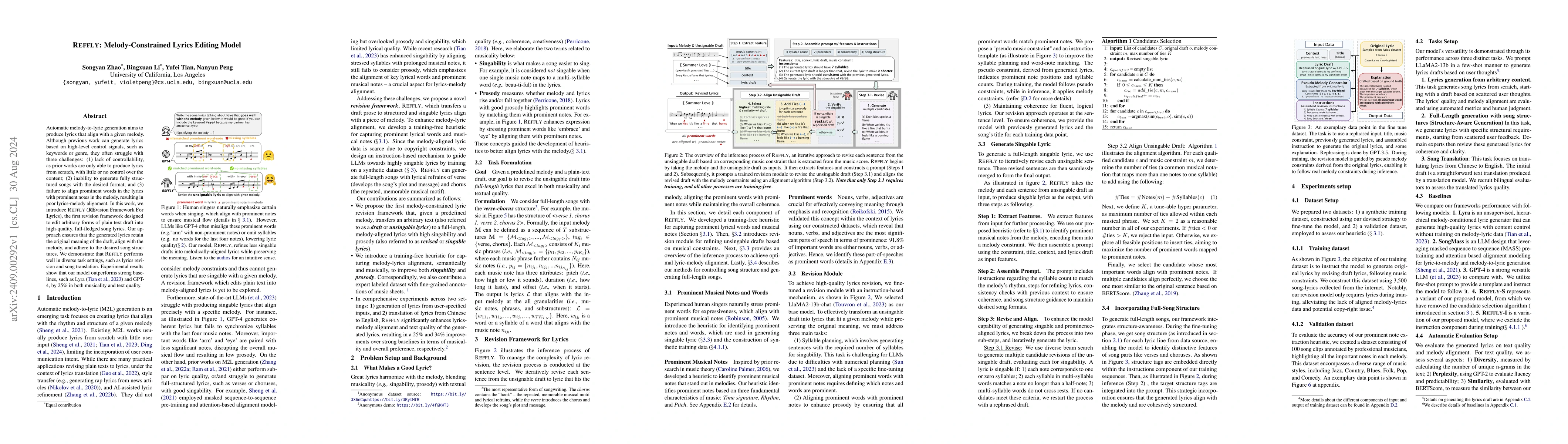 Thumbnail for REFFLY: Melody-Constrained Lyrics Editing Model