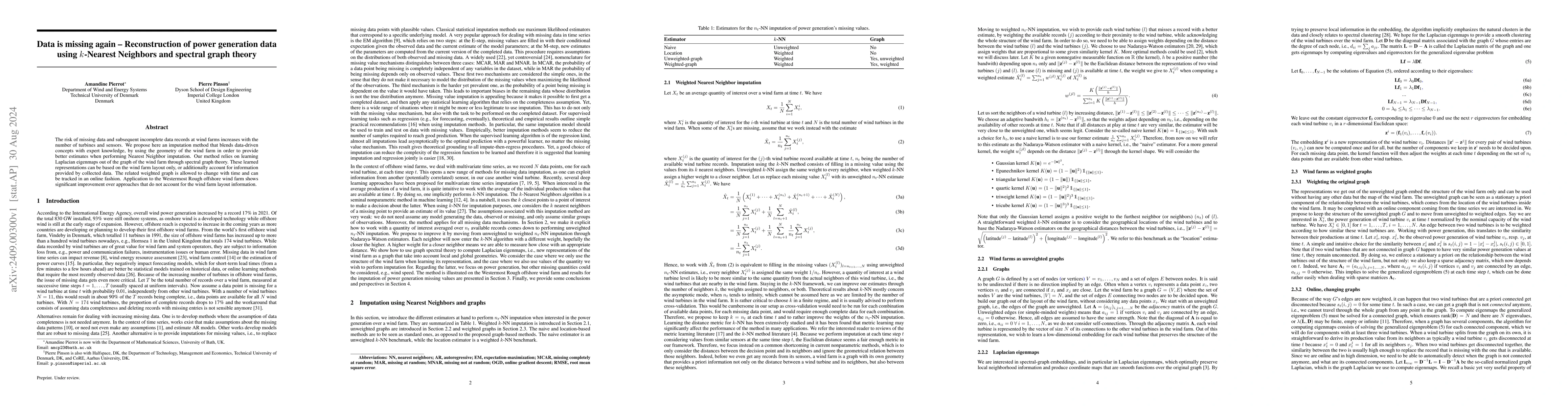 Thumbnail for Data is missing again -- Reconstruction of power generation data using
  $k$-Nearest Neighbors and spectral graph theory