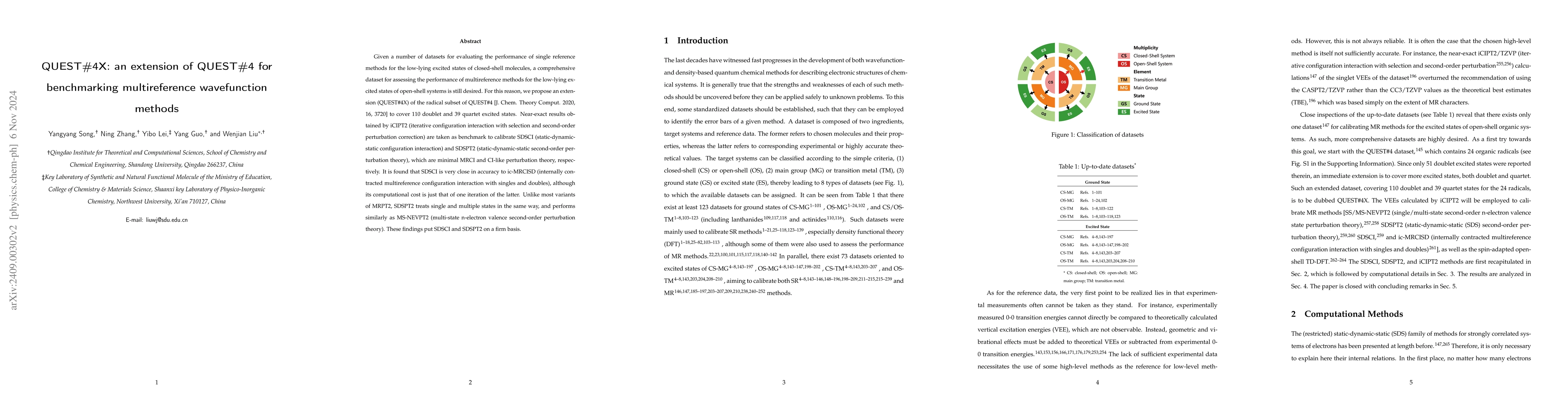 Thumbnail for QUEST\#4X: an extension of QUEST\#4 for benchmarking multireference
  wavefunction methods