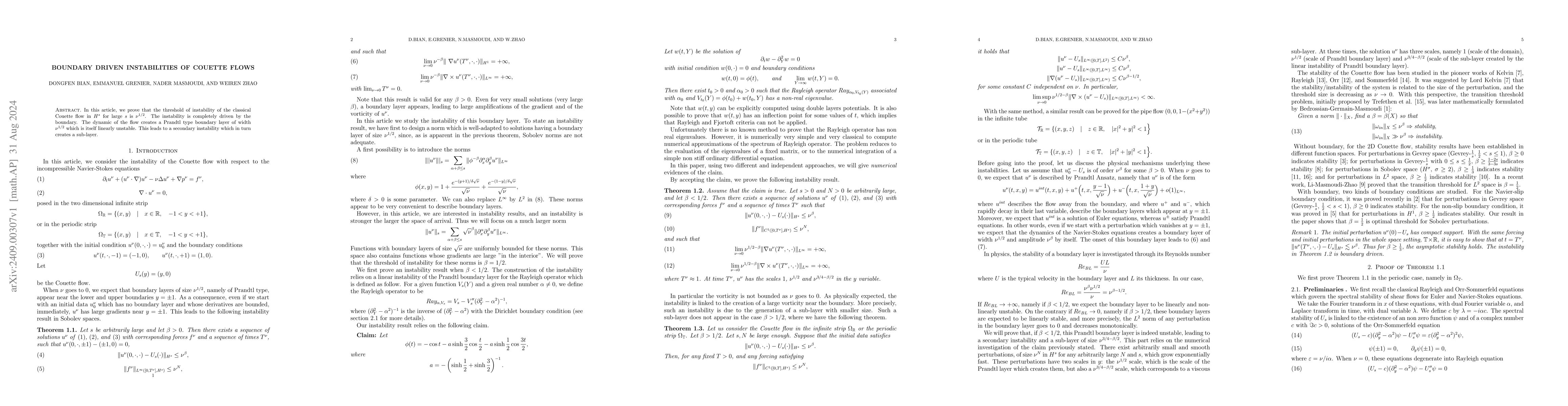 Thumbnail for Boundary driven instabilities of Couette flows