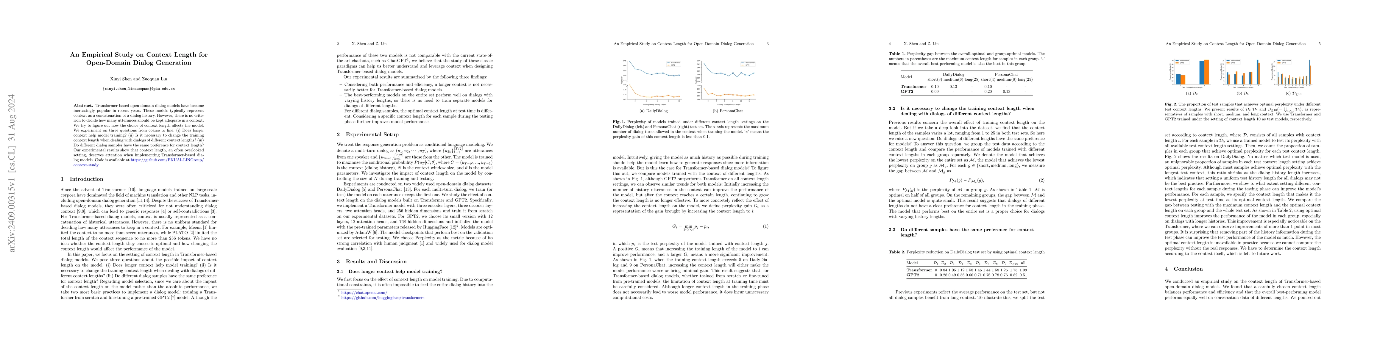 Thumbnail for An Empirical Study on Context Length for Open-Domain Dialog Generation