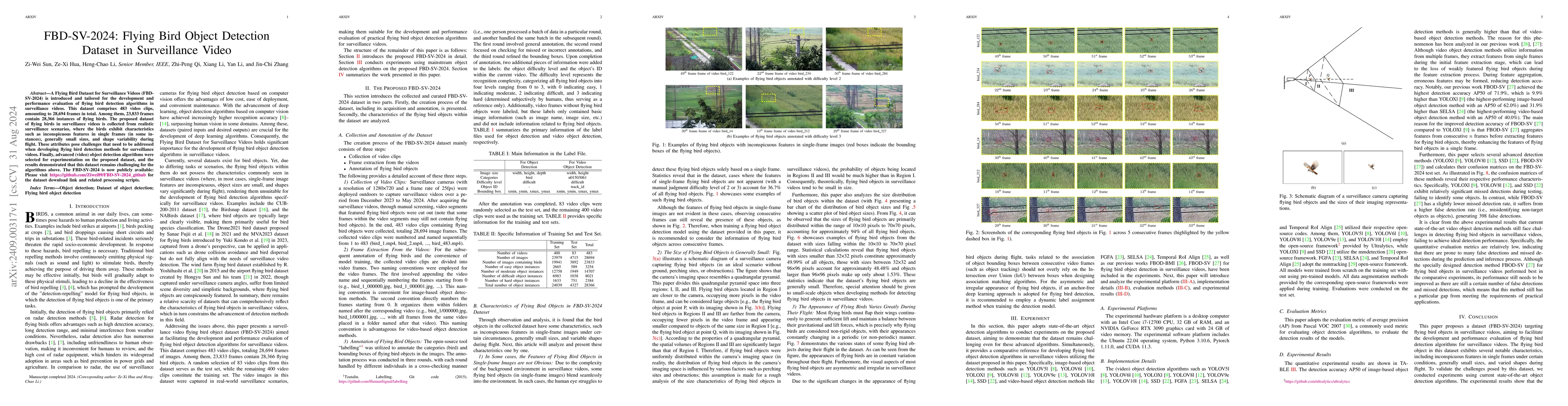 Thumbnail for FBD-SV-2024: Flying Bird Object Detection Dataset in Surveillance Video