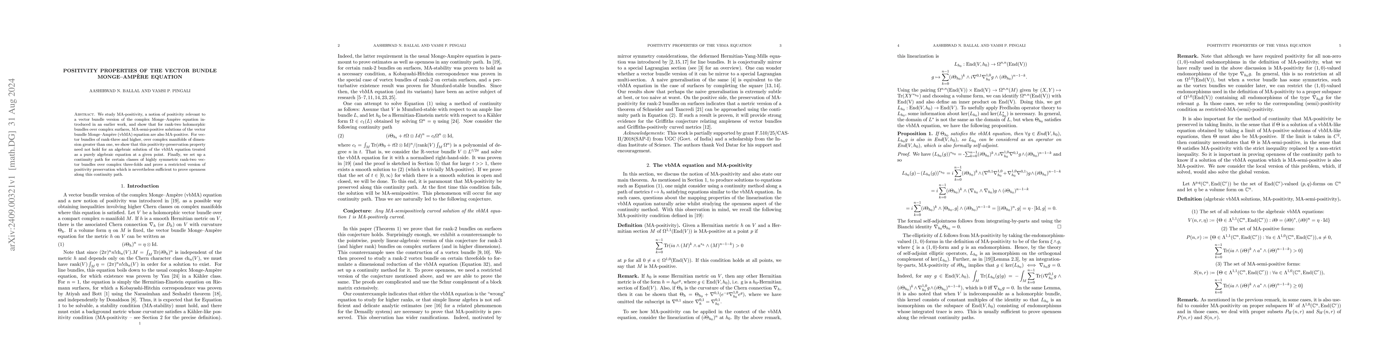 Thumbnail for Positivity properties of the vector bundle Monge-Ampère equation
