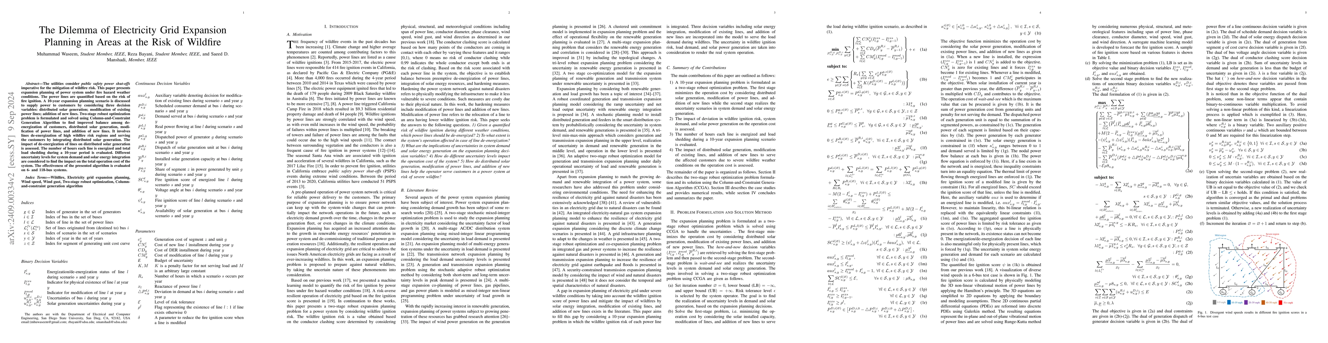 Thumbnail for The Dilemma of Electricity Grid Expansion Planning in Areas at the Risk
  of Wildfire