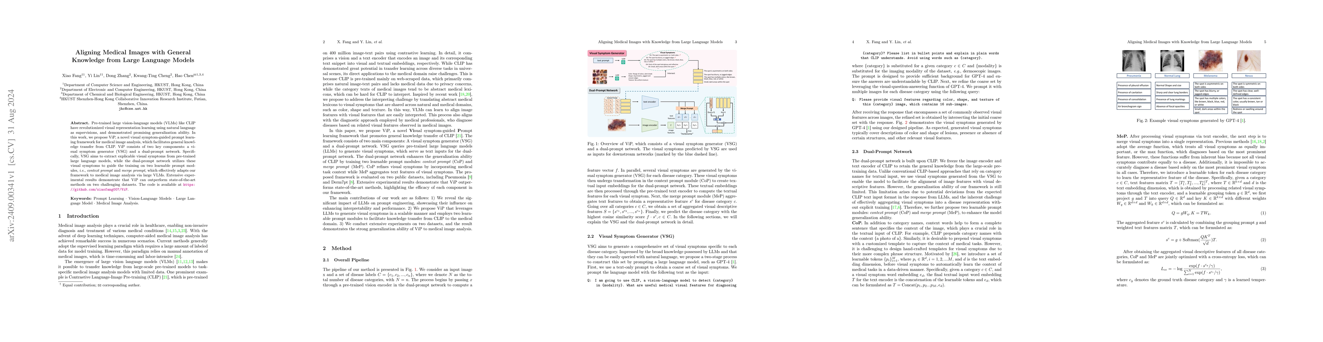 Thumbnail for Aligning Medical Images with General Knowledge from Large Language
  Models
