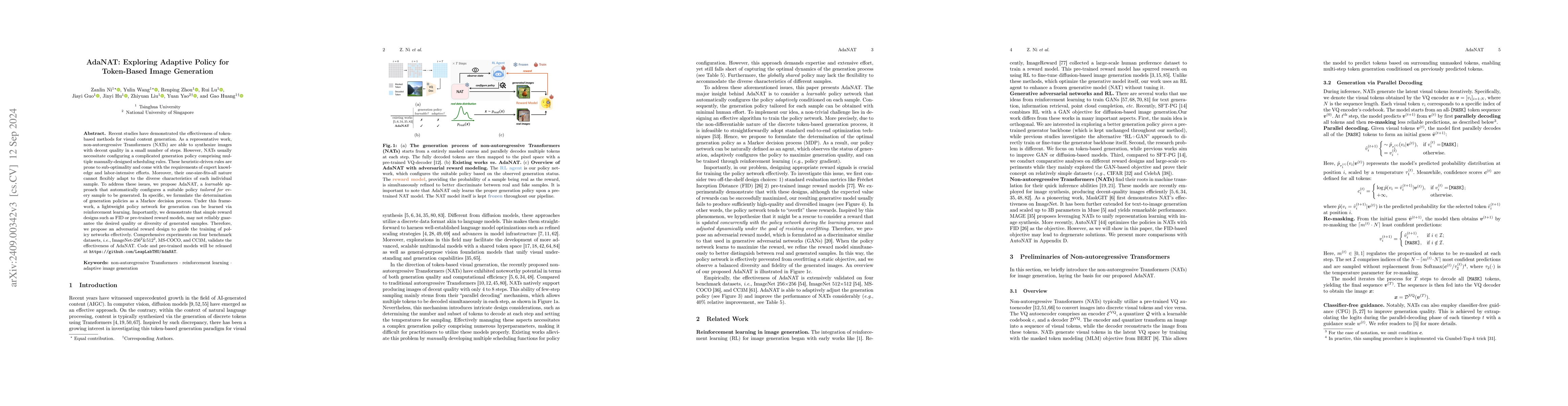Thumbnail for AdaNAT: Exploring Adaptive Policy for Token-Based Image Generation