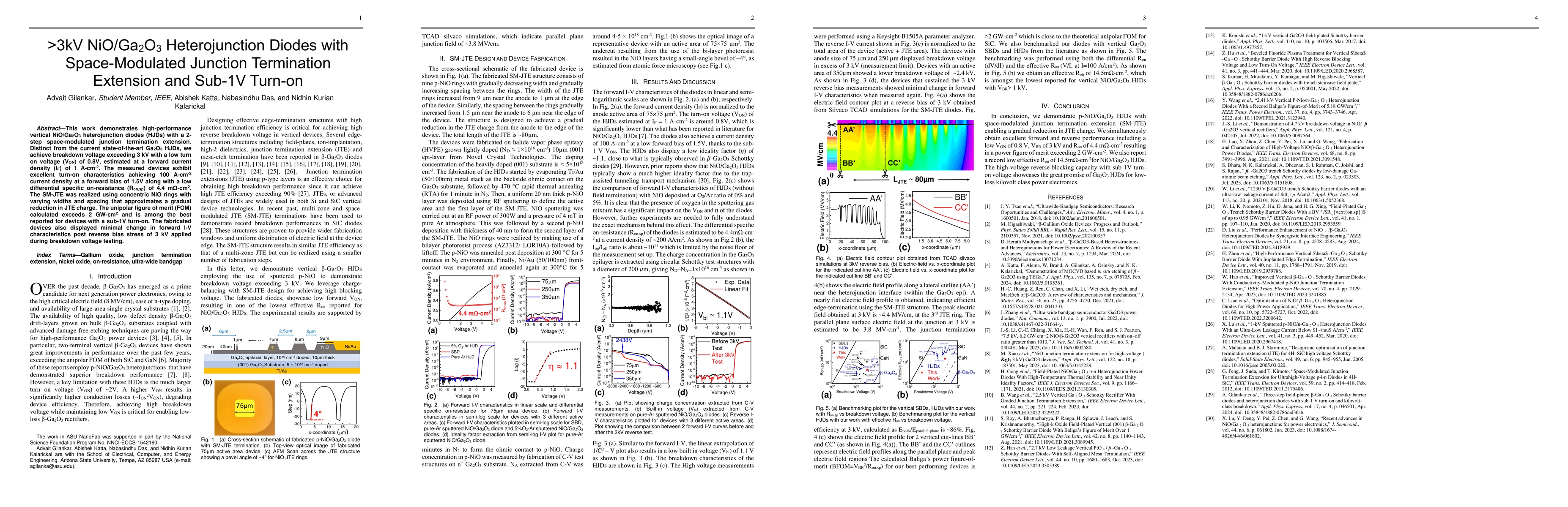 Thumbnail for >3kV NiO/Ga2O3 Heterojunction Diodes with Space-Modulated Junction
  Termination Extension and Sub-1V Turn-on