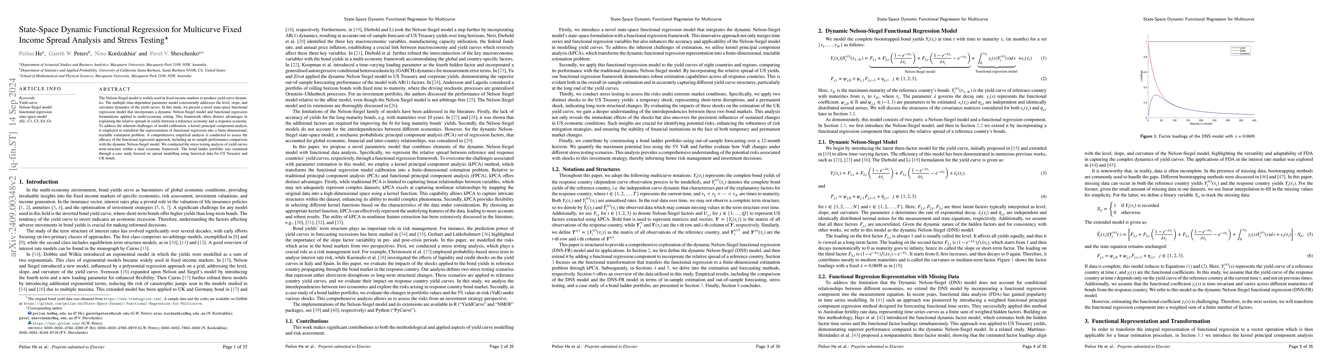 Thumbnail for State-Space Dynamic Functional Regression for Multicurve Fixed Income
  Spread Analysis and Stress Testing