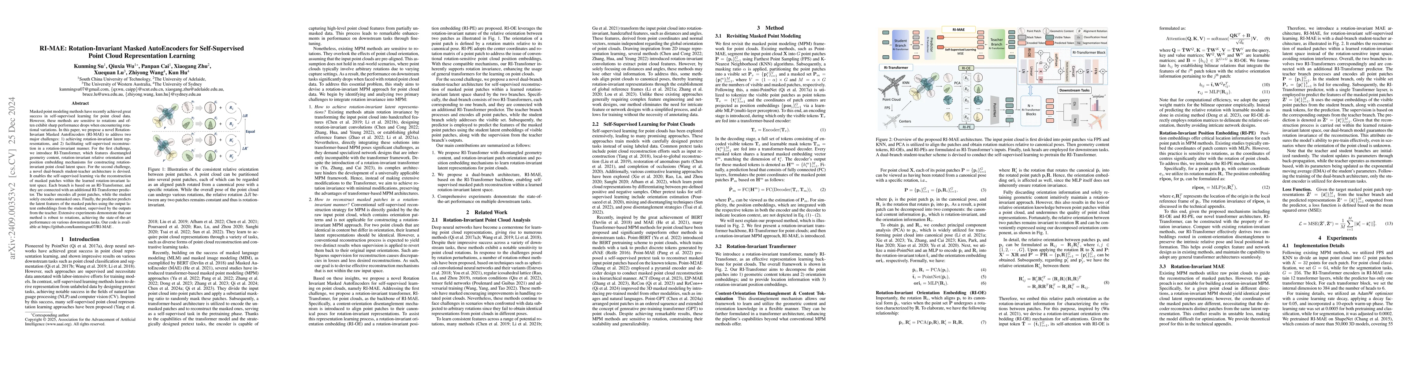 Thumbnail for RI-MAE: Rotation-Invariant Masked AutoEncoders for Self-Supervised Point
  Cloud Representation Learning