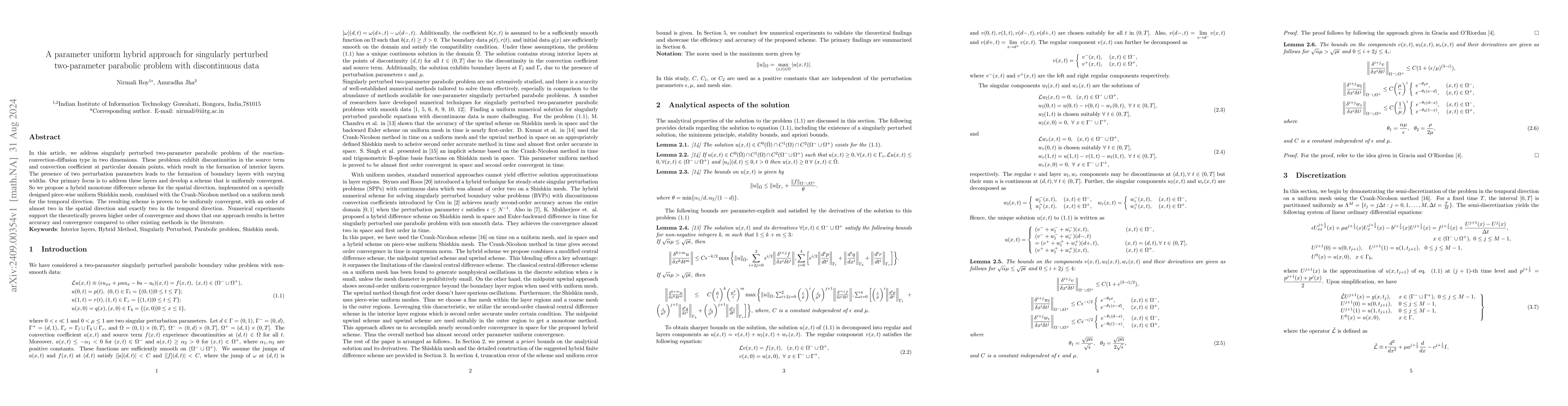 Thumbnail for A parameter uniform hybrid approach for singularly perturbed
  two-parameter parabolic problem with discontinuous data