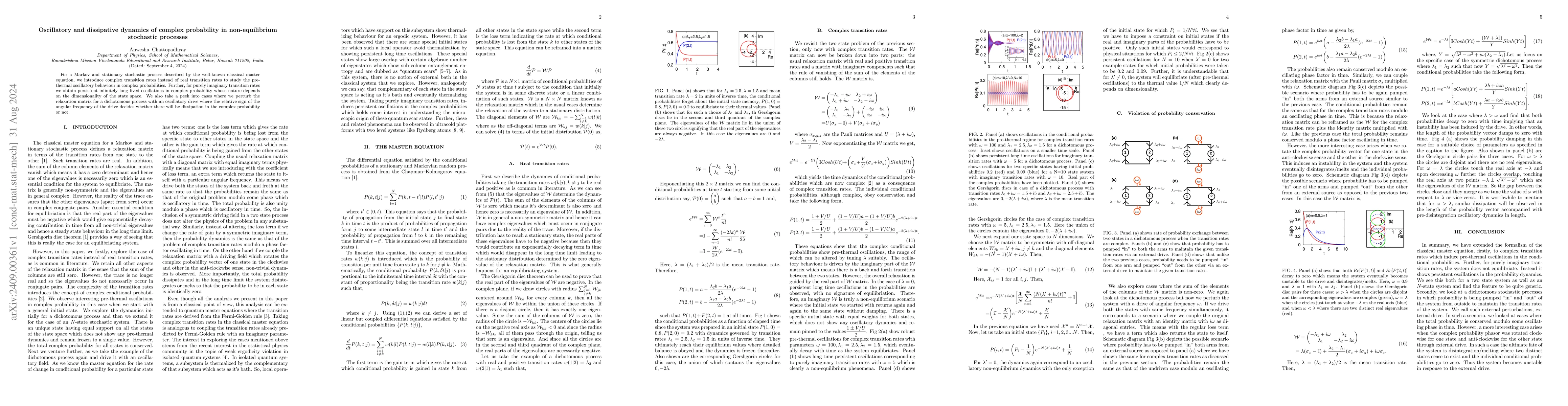 Thumbnail for Oscillatory and dissipative dynamics of complex probability in
  non-equilibrium stochastic processes