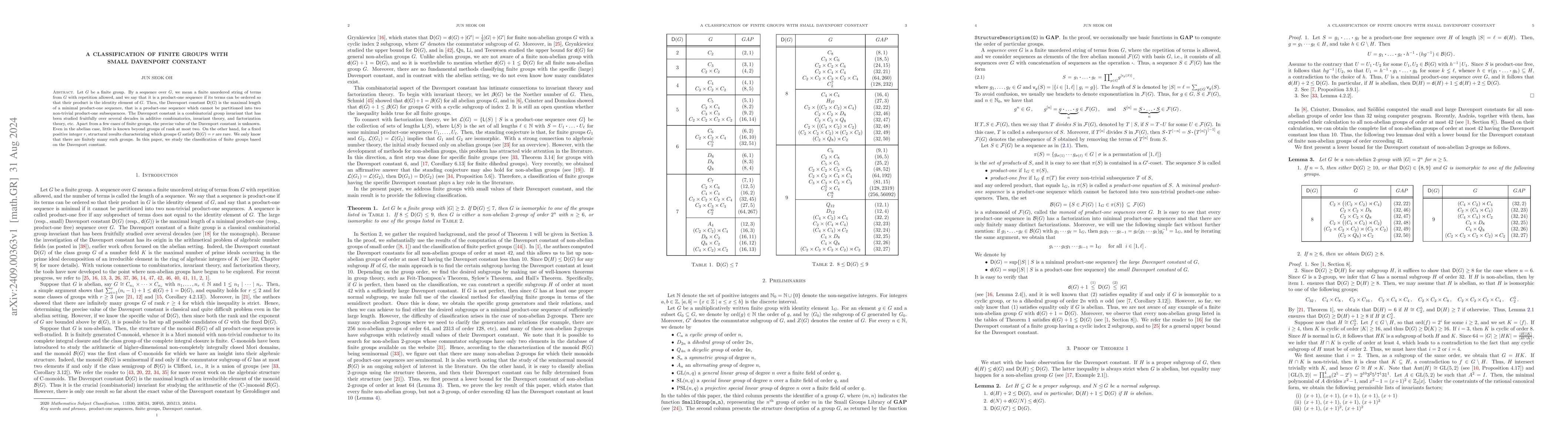 Thumbnail for A classification of finite groups with small Davenport constant