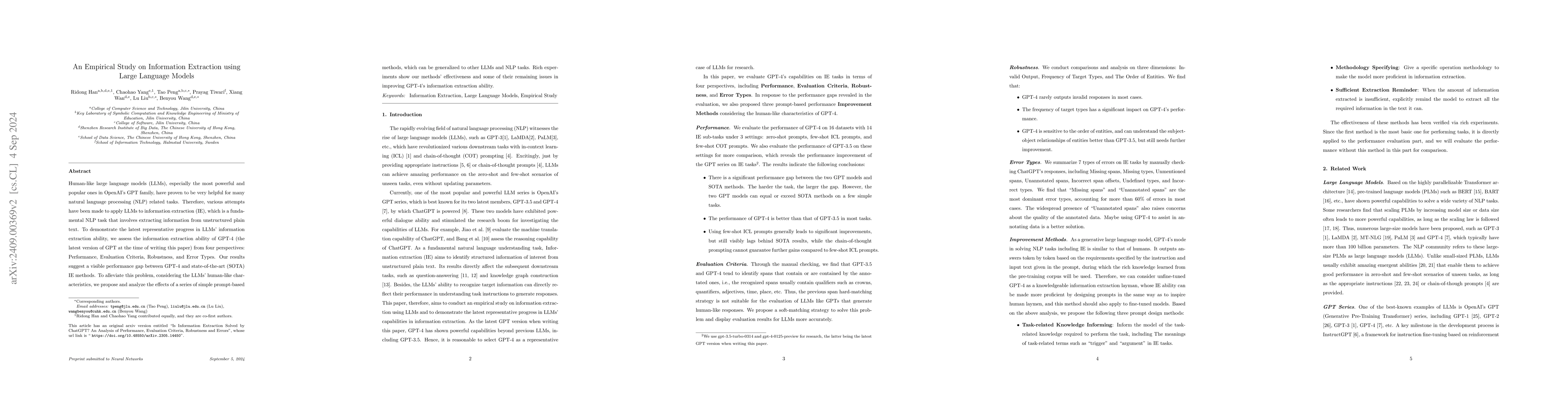 Thumbnail for An Empirical Study on Information Extraction using Large Language Models