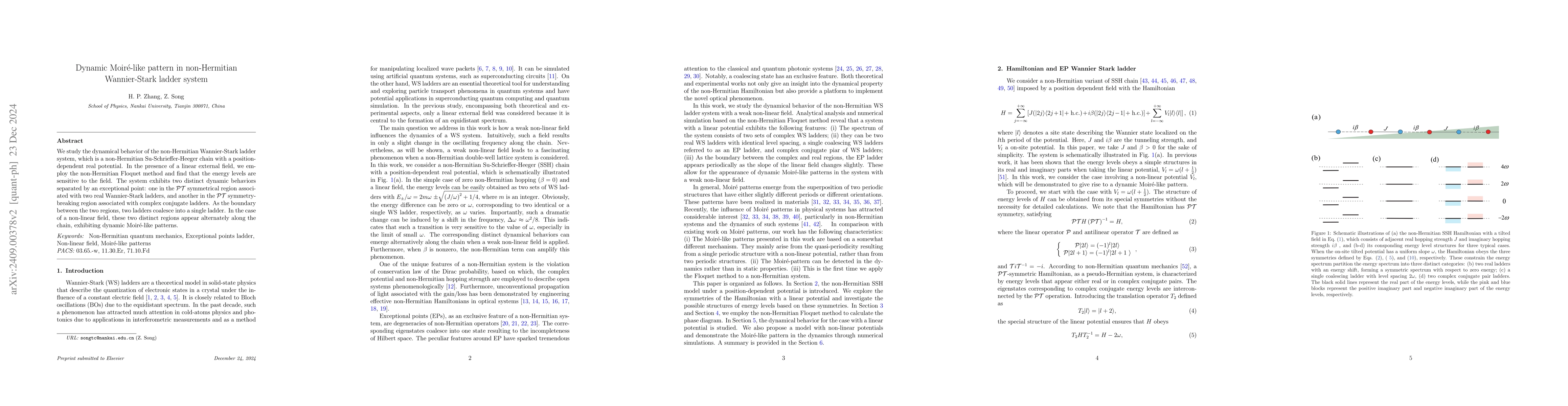 Thumbnail for Dynamic Moiré-like pattern in non-Hermitian Wannier-Stark ladder
  system