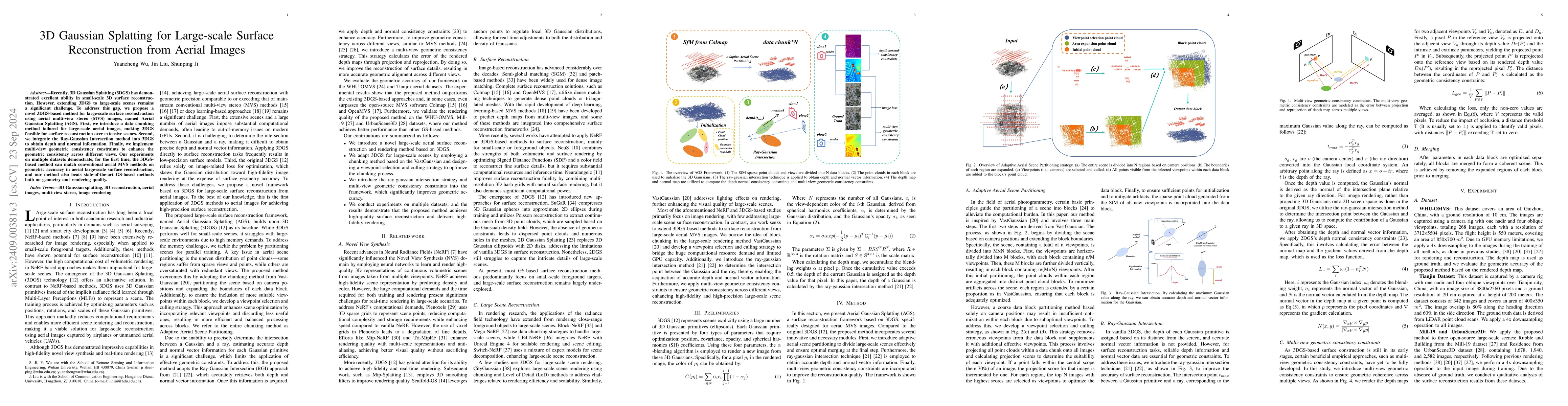 Thumbnail for 3D Gaussian Splatting for Large-scale 3D Surface Reconstruction from
  Aerial Images
