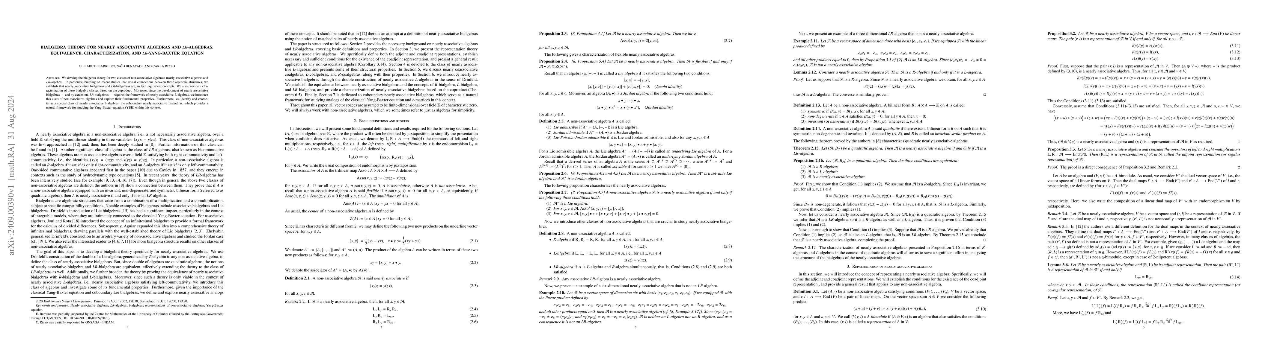 Thumbnail for Bialgebra theory for nearly associative algebras and $LR$-algebras:
  equivalence, characterization, and $LR$-Yang-Baxter Equation